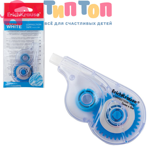 Корректирующая лента ERICH KRAUSE "Techno White", 5 мм"> х 8 м, упаковка с европодвесом, 21886
