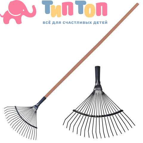 Грабли веерные проволочные, 20 зубьев, ширина 39 см, деревянный черенок 120 см, КМ000881