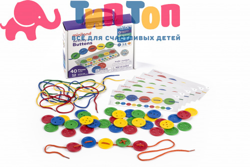 MINILAND Набор обучающий со шнуровкой Activity Buttons в чемоданчике 31791