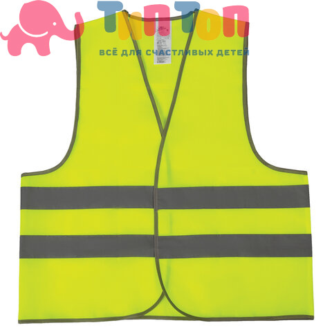 Жилет сигнальный, 2 светоотражающие полосы, ЛИМОННЫЙ, XL (52-54), ЭКОНОМ, ГРАНДМАСТЕР, 610840