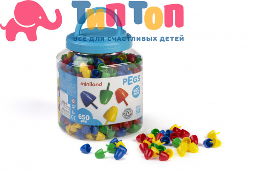 Мозаика 20мм (650 элементов) основные цвета Pegs 10mm (650 pieces) в контейнере 31820